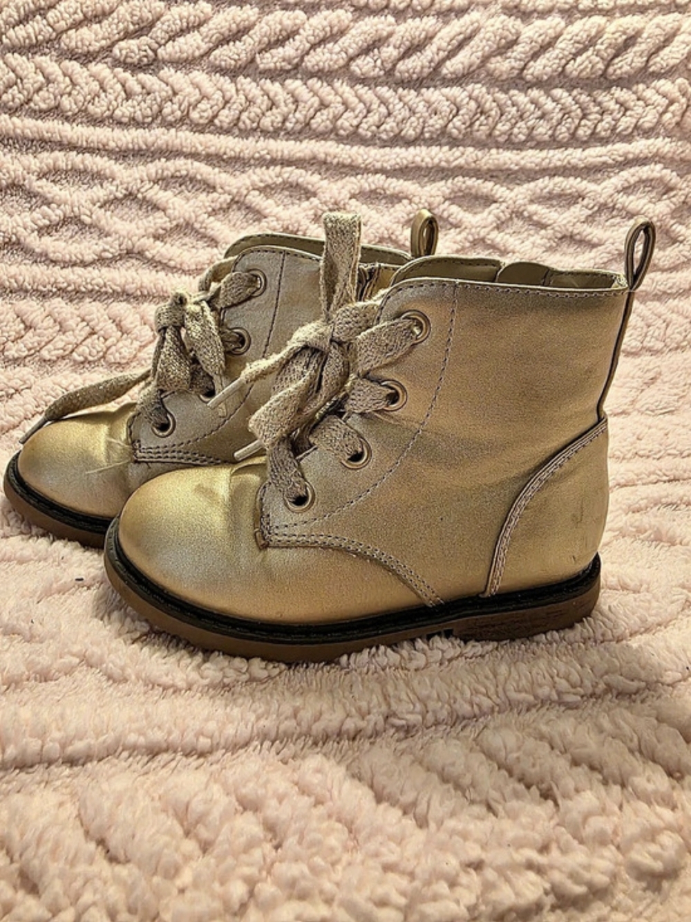 Cat & Jack Giovanna Lace-Up Zipper Combat Boots Giovanna Gold Lace-Up Combat